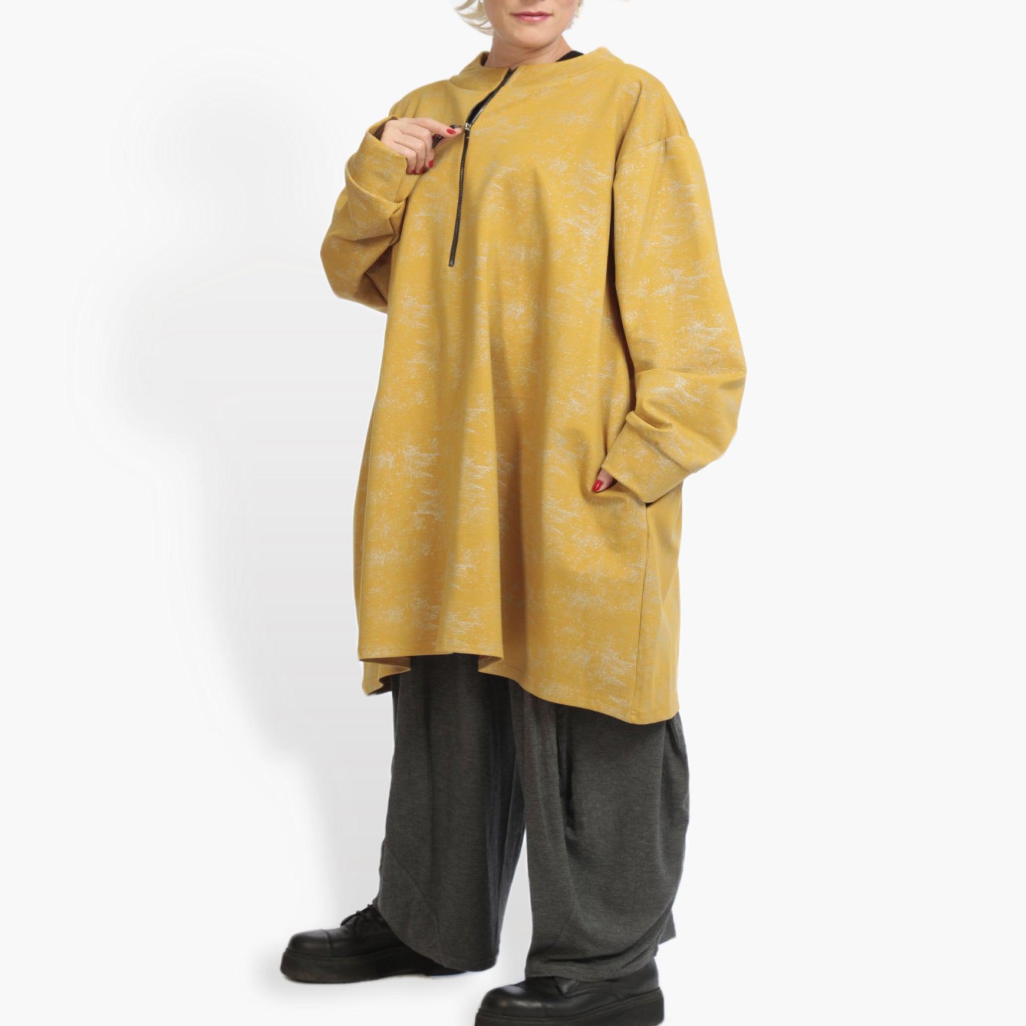  AKH Fashion Bigshirt in kastiger Form, aus Viskose, 0942.06818, Senf, Schick, Modern, Bequem