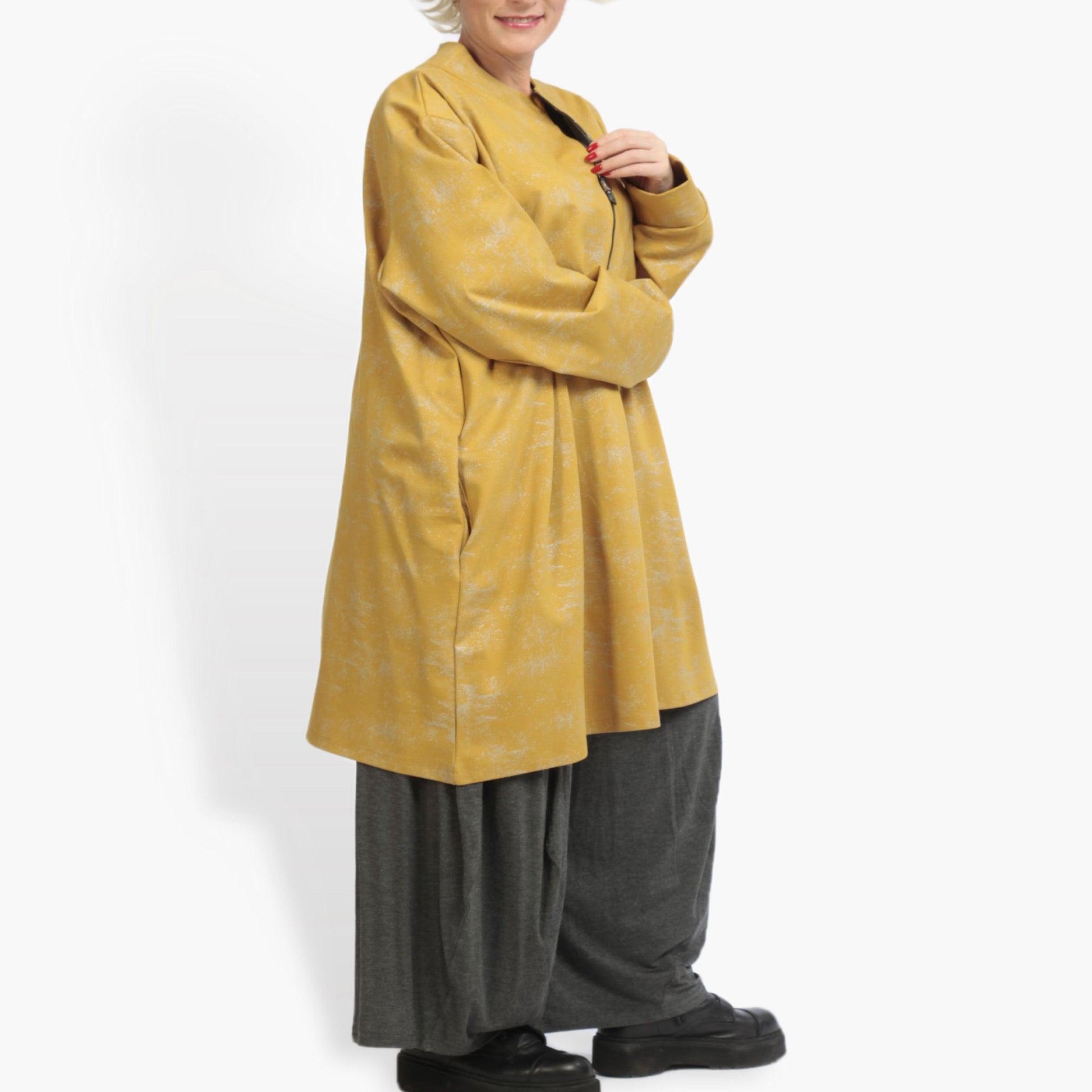  Bigshirt von AKH Fashion aus Viskose in kastiger Form, 0942.06818, Senf, Unifarben, Schick