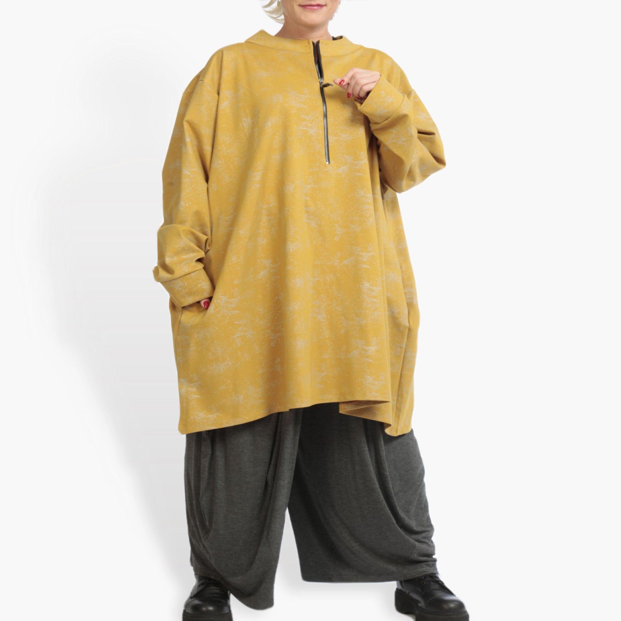  AKH Fashion Bigshirt in kastiger Form, aus Viskose, 0942.06818, Senf, Schick, Modern, Bequem