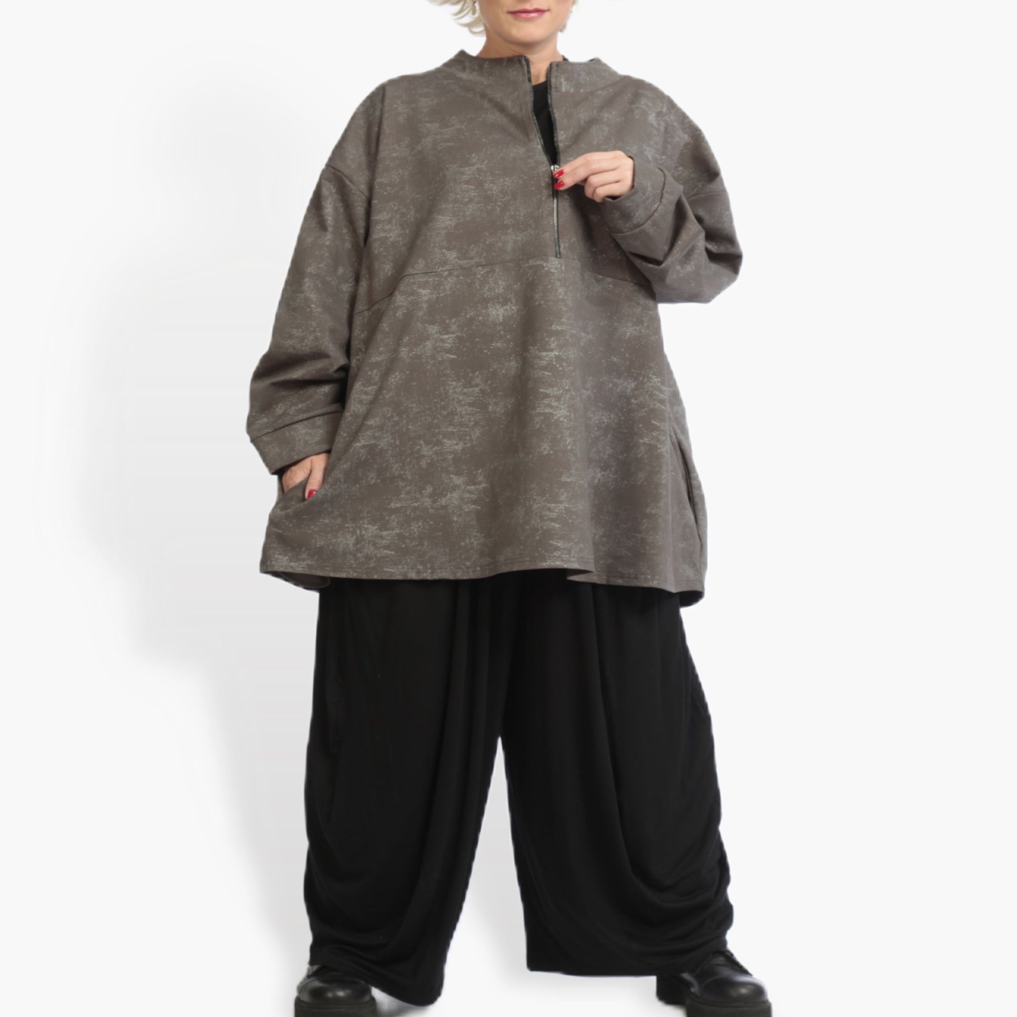  AKH Fashion Bigshirt in kastiger Form, aus Viskose, 0942.06821, Taupe, Schick, Modern, Bequem