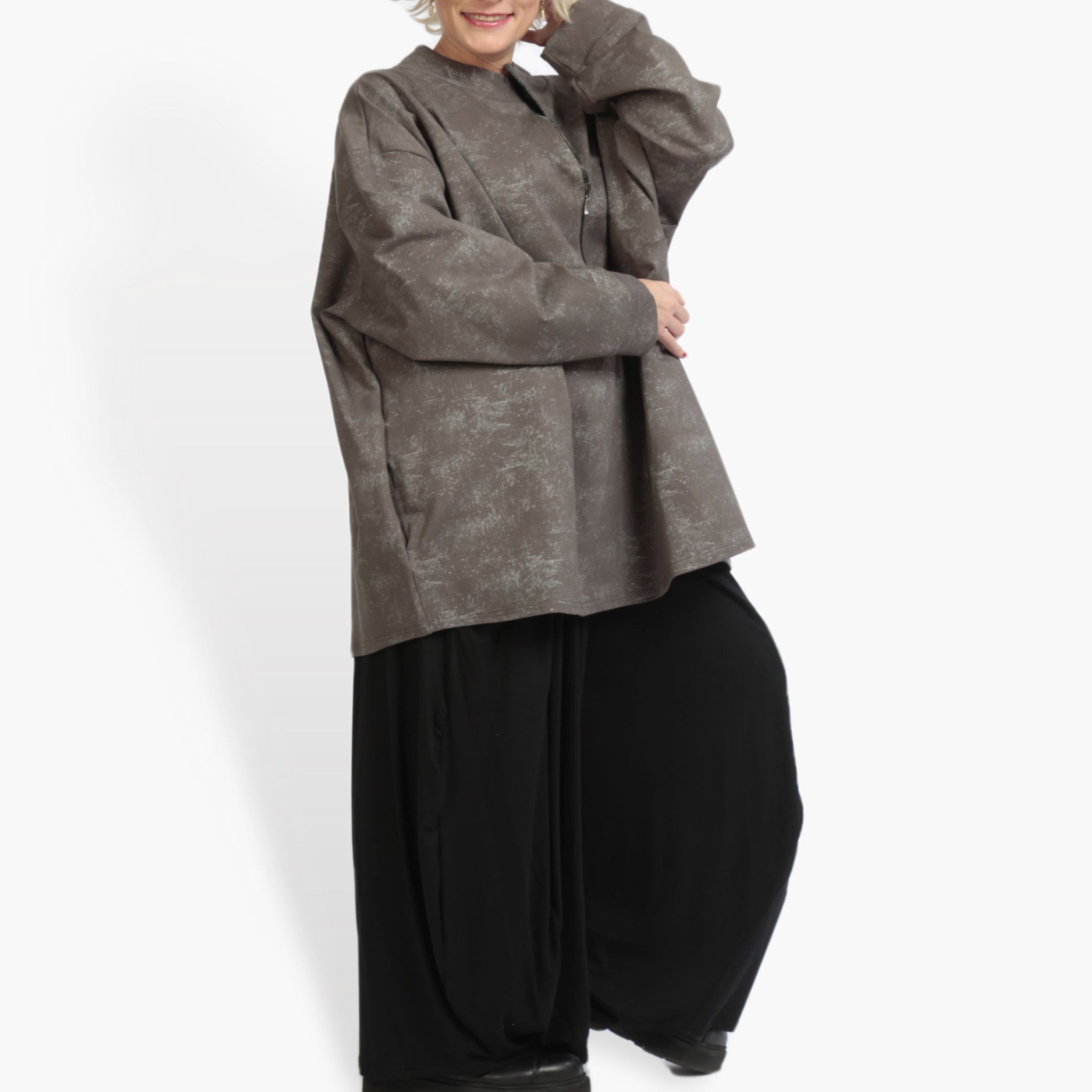  AKH Fashion Bigshirt in kastiger Form, aus Viskose, 0942.06821, Taupe, Schick, Modern, Bequem