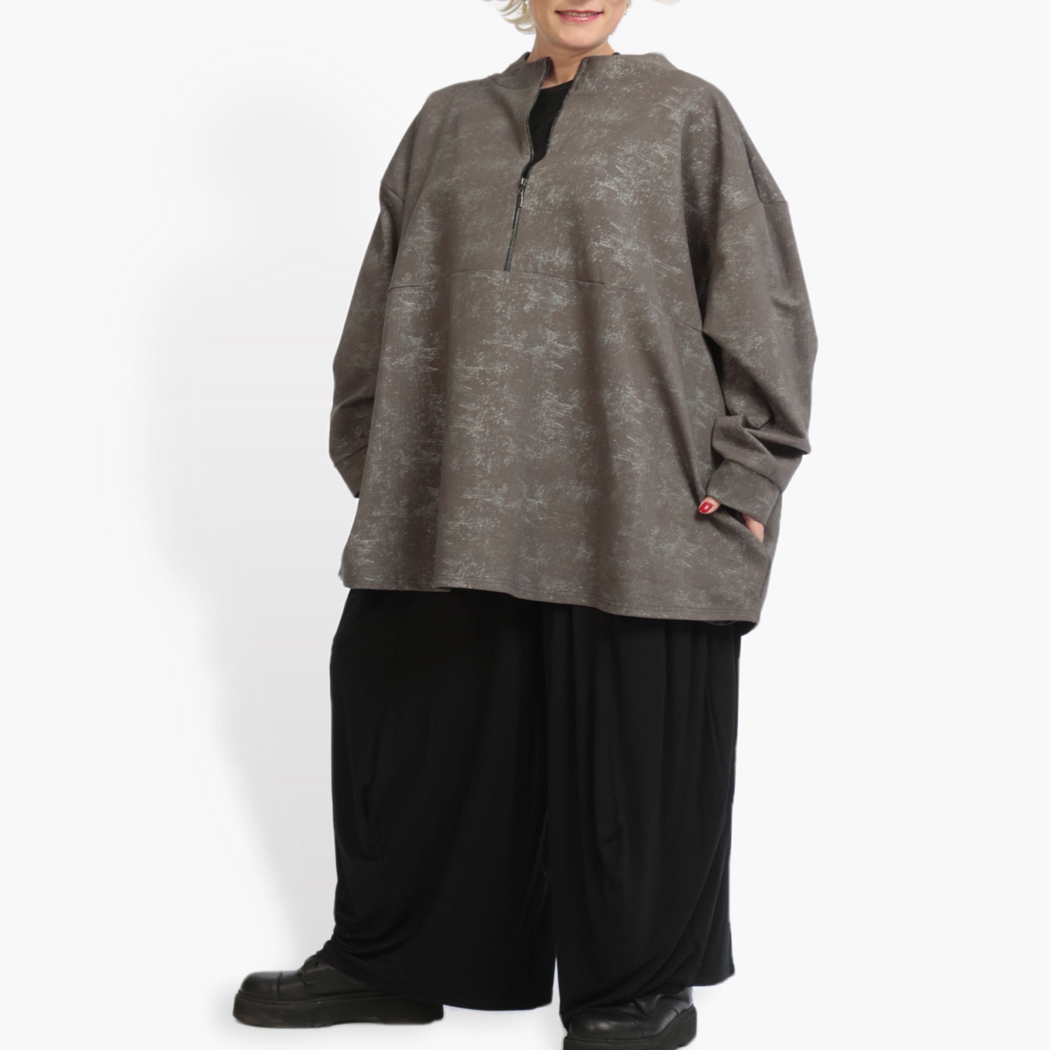  AKH Fashion Bigshirt in kastiger Form, aus Viskose, 0942.06821, Taupe, Schick, Modern, Bequem