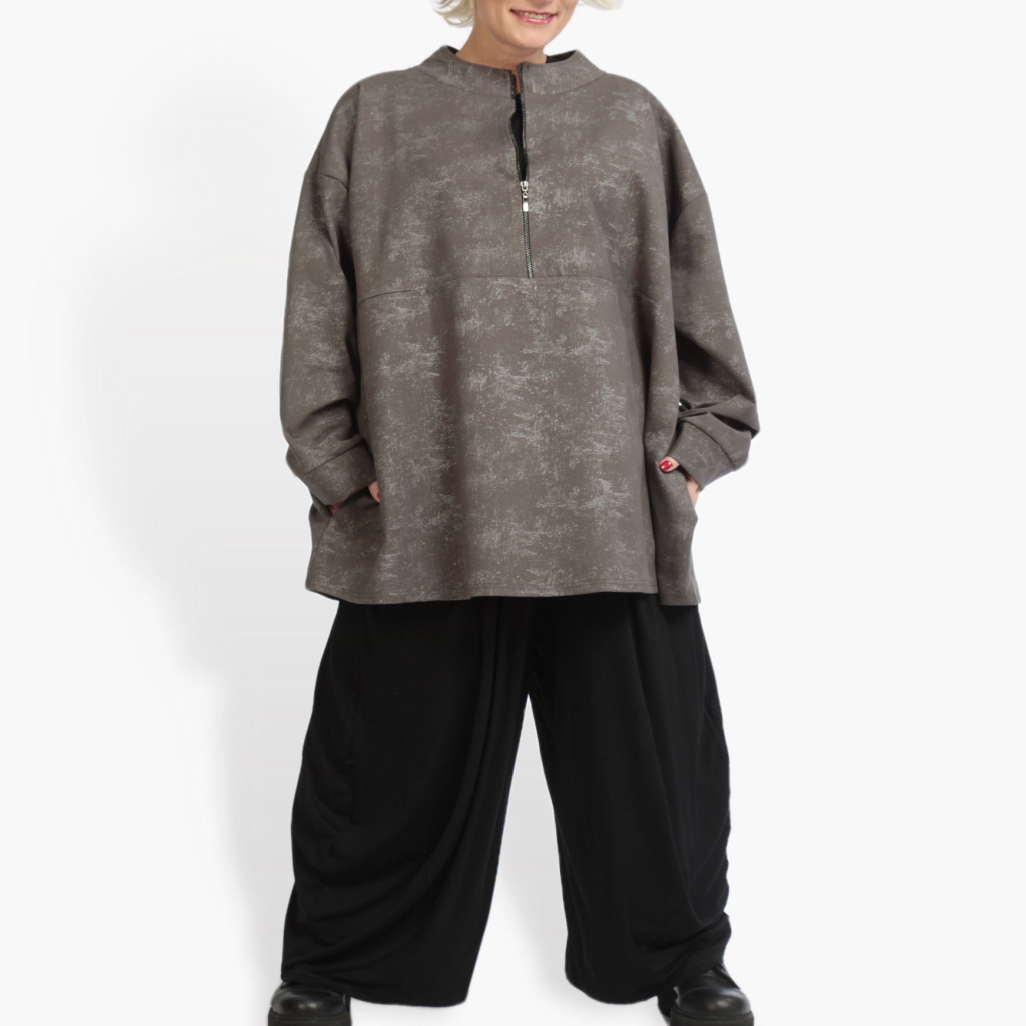  AKH Fashion Bigshirt in kastiger Form, aus Viskose, 0942.06821, Taupe, Schick, Modern, Bequem
