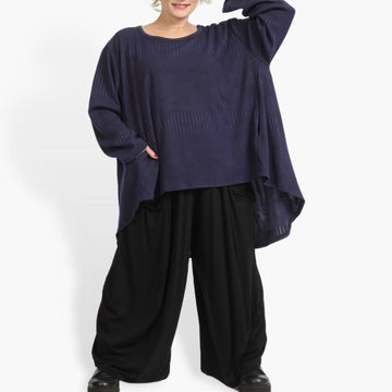  Oversize Damen Shirt im trendigen Lagenlook in lila mit Rundhalsausschnitt für cozy Styling