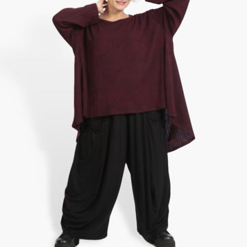  Oversize Damen Shirt in elegantem Weinrot mit lässigem Lagenlook für Plus Size Trendsetterinnen