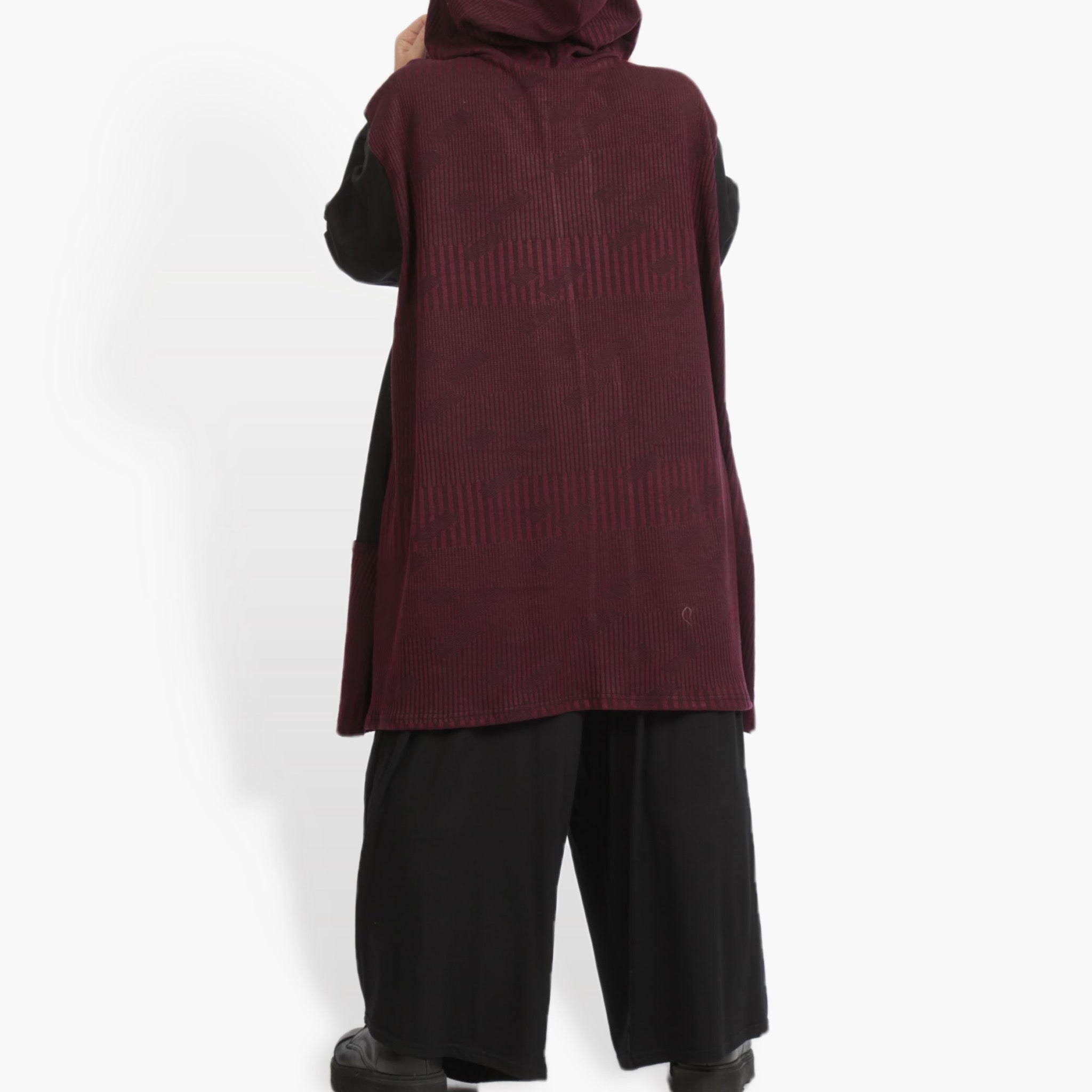  A-Form Jacke von AKH Fashion aus Materialmix, 0951.06665, Weinrot-Schwarz, Streifen