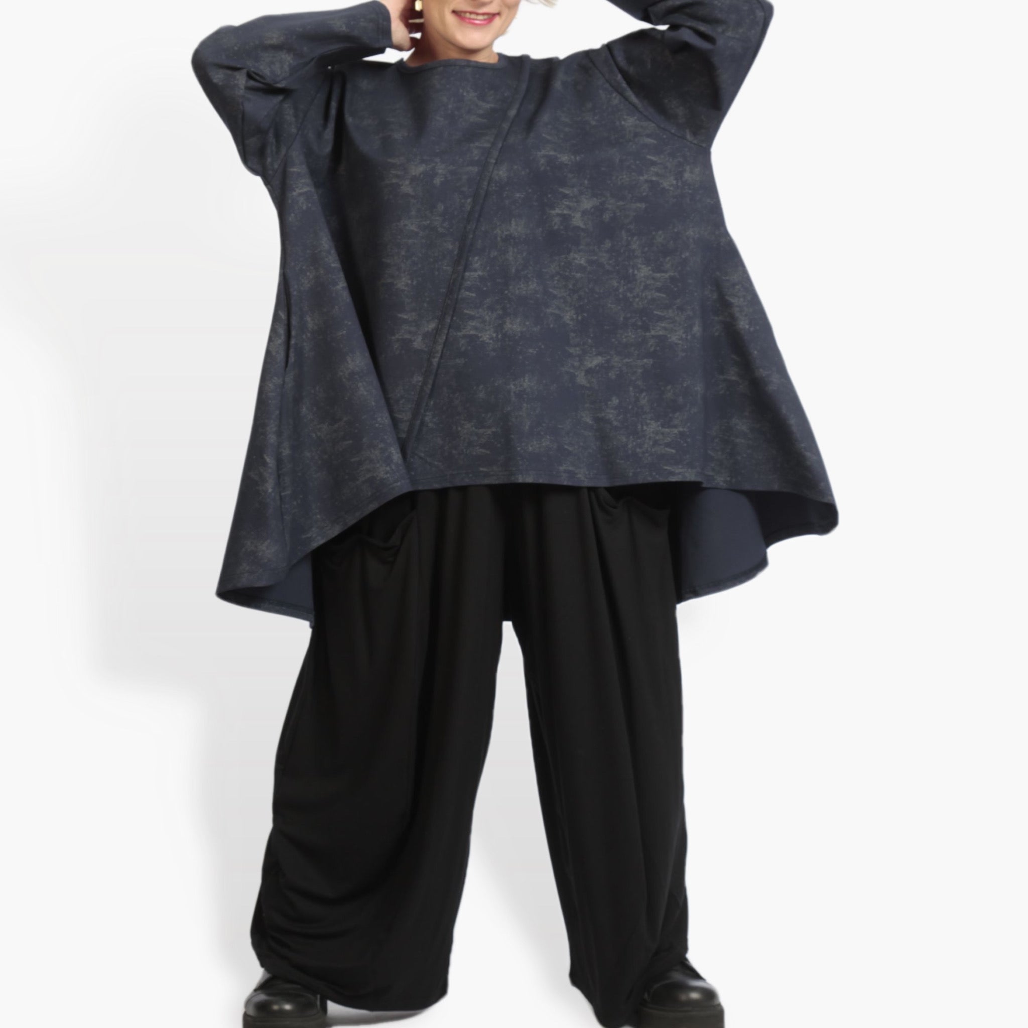  A-Form Bigshirt von AKH Fashion aus Viskose, 0958.06804, Blau, Schick, Modern, Bequem