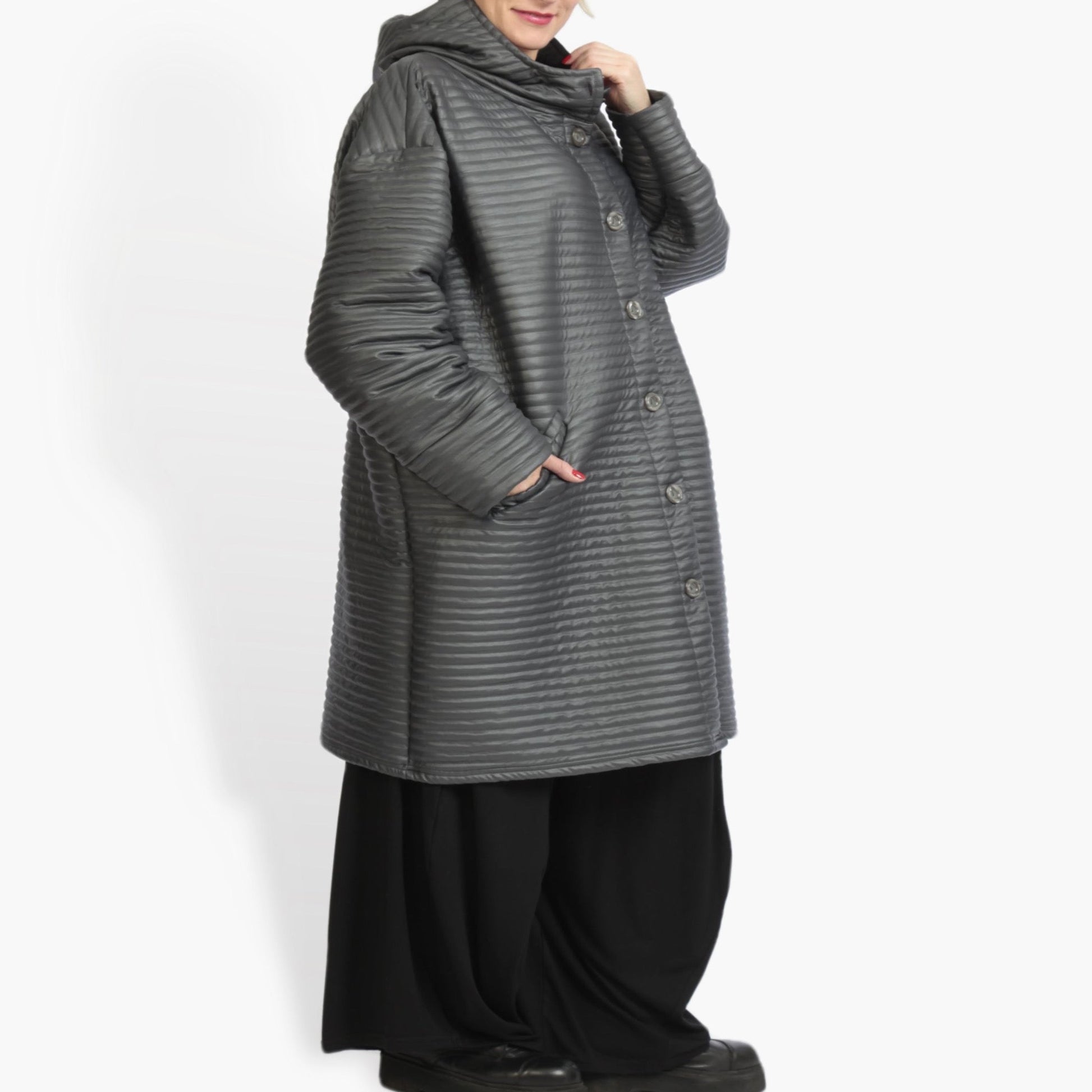  Jacke von AKH Fashion aus Polyester in gerader Form, 0959.06825, Schwarz, Schick, Modern