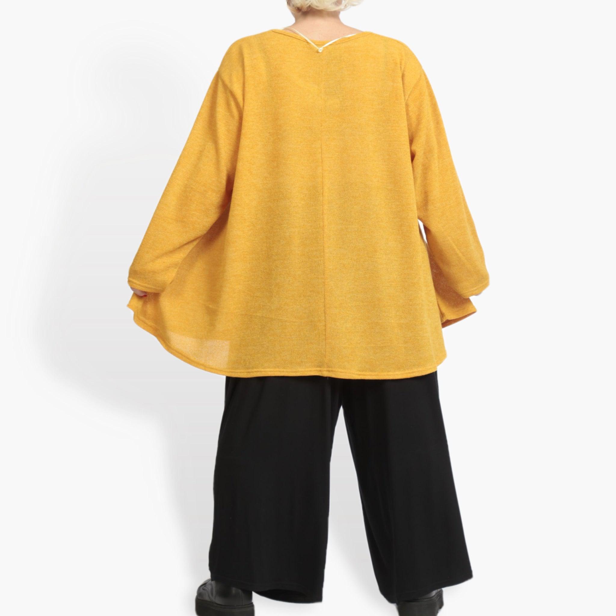  AKH Fashion Shirt in Glocken-Form, aus Materialmix, 0961.01892, Senf, Schick, Modern