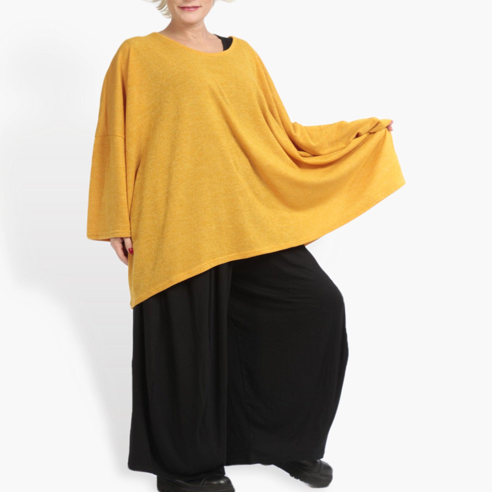  AKH Fashion Bigshirt in kastiger Form, aus Materialmix, 0961.06648, Senf, Schick, Modern