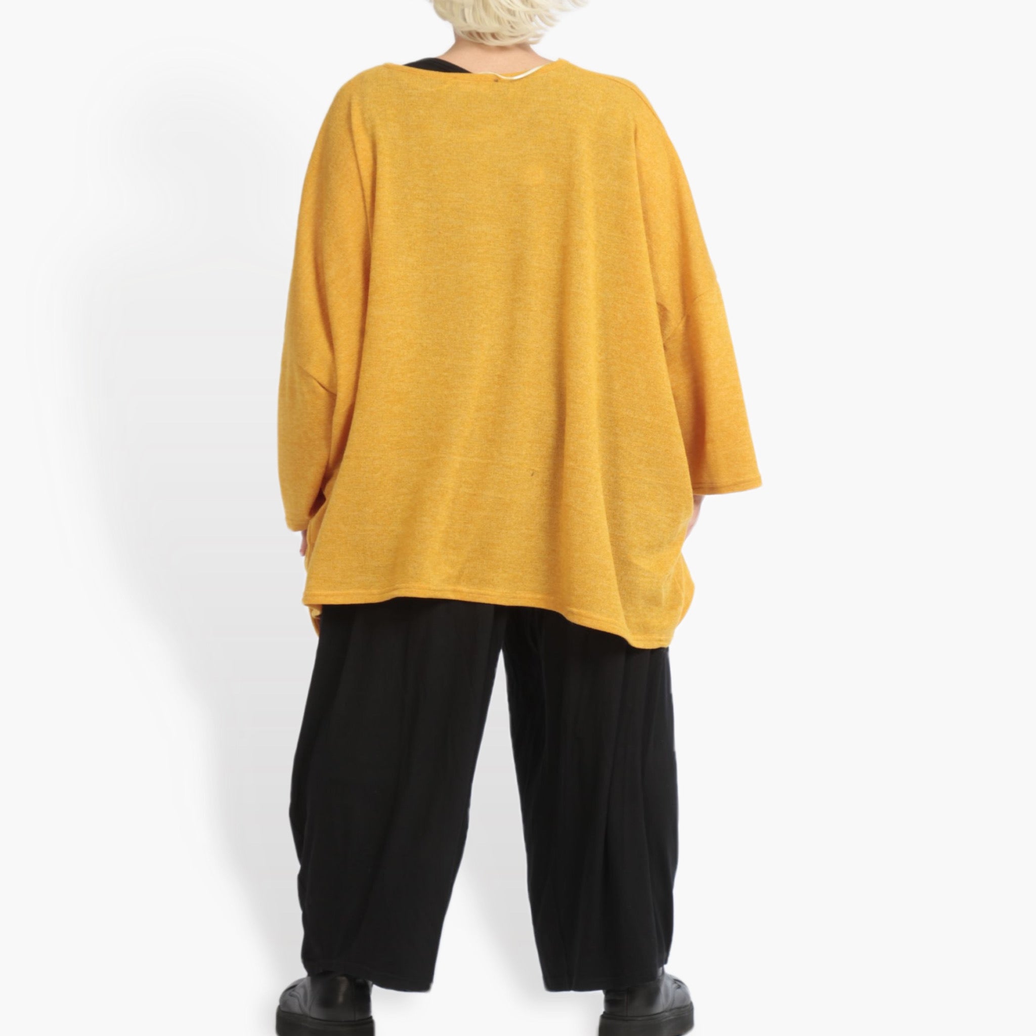  AKH Fashion Bigshirt in kastiger Form, aus Materialmix, 0961.06648, Senf, Schick, Modern