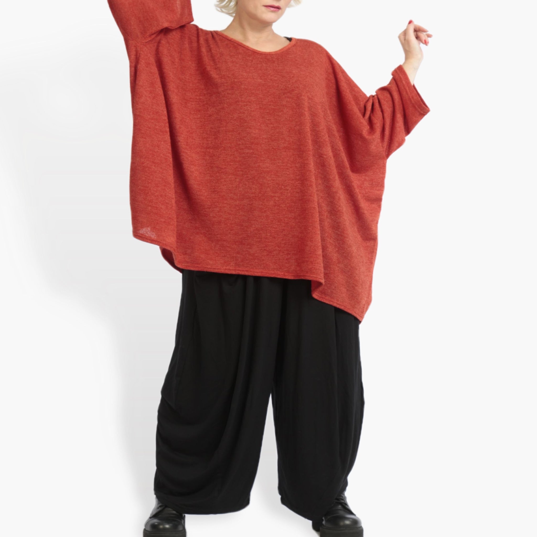  AKH Fashion Bigshirt in kastiger Form, aus Materialmix, 0961.06648, Rost, Schick, Modern