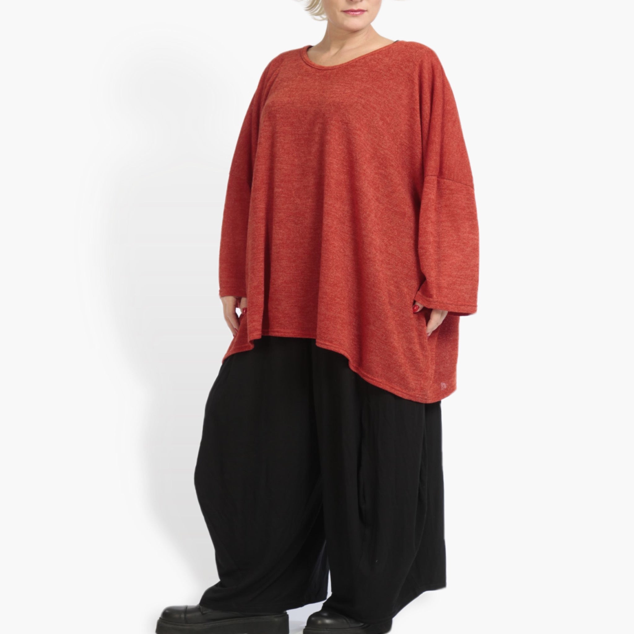  AKH Fashion Bigshirt in kastiger Form, aus Materialmix, 0961.06648, Rost, Schick, Modern